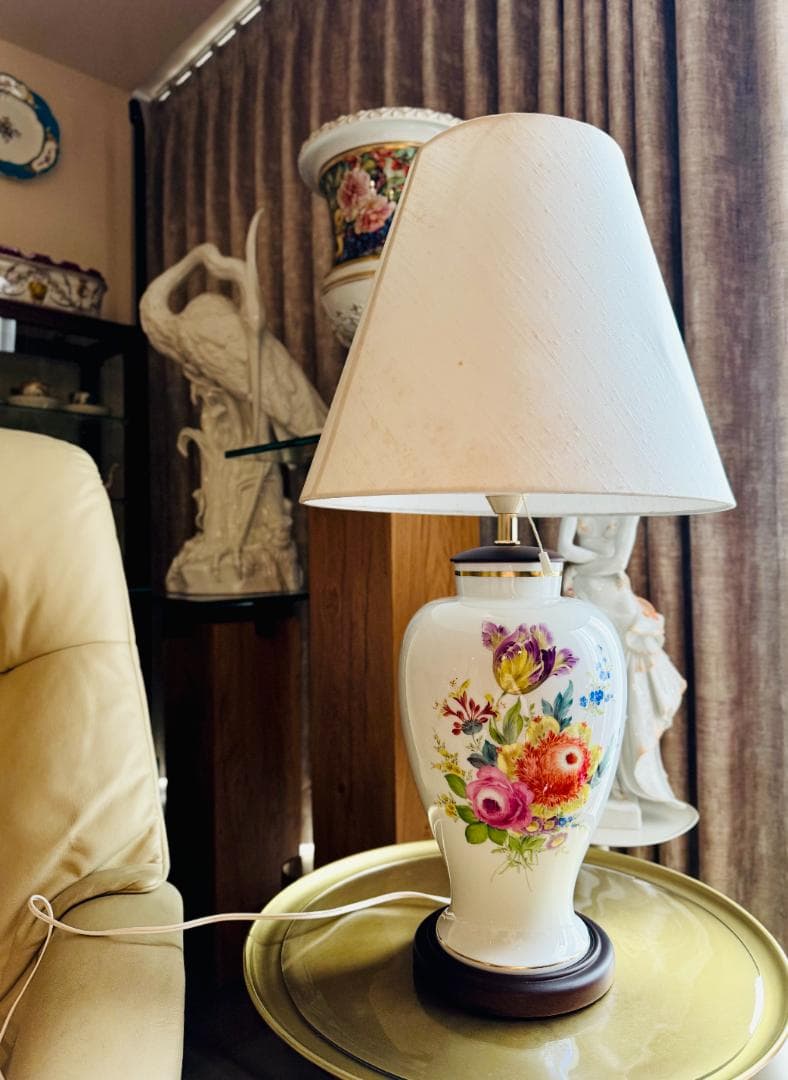 Meissen マイセン 花絵 テーブルランプ」・百貨店展示