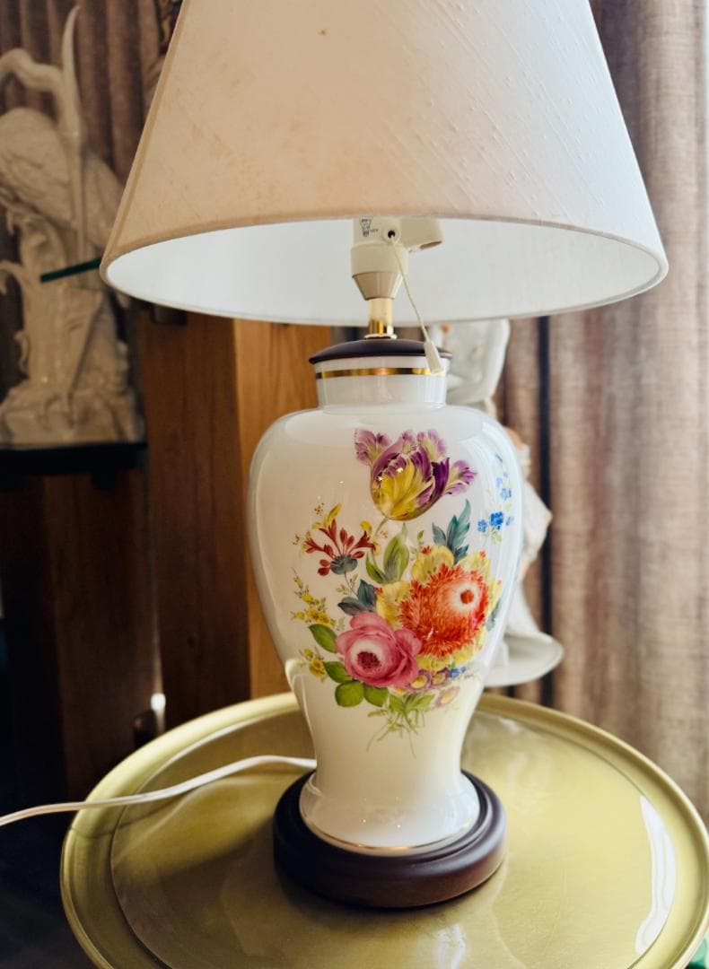 Meissen マイセン 花絵 テーブルランプ」・百貨店展示