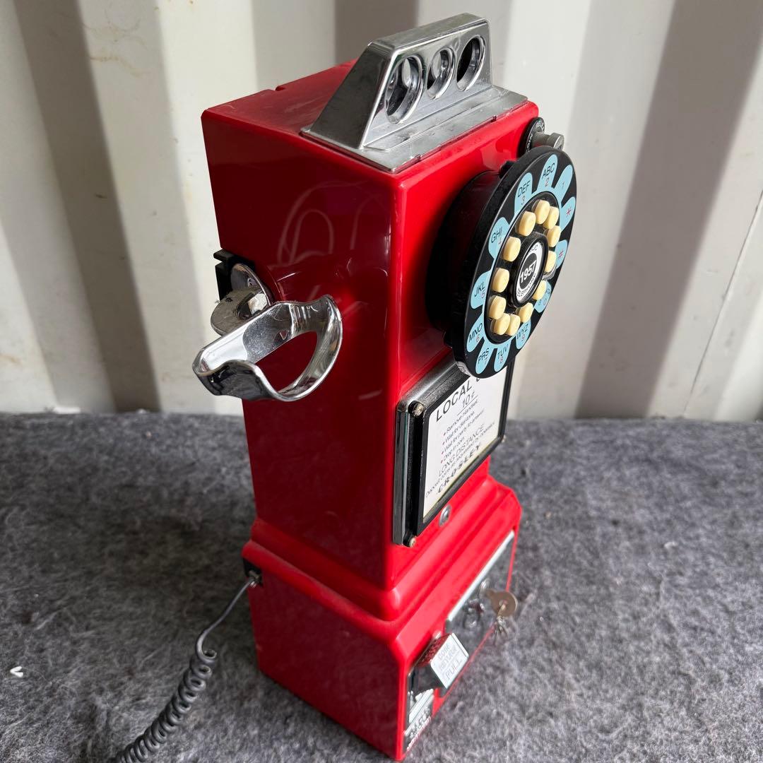 H67希少品 動作品✨　CROSLEYレッドダイヤル式公衆電話　コレクション