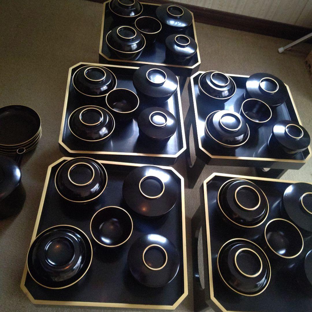 ☆お膳台5客揃い 脚付台 箱入り 旧家のもの