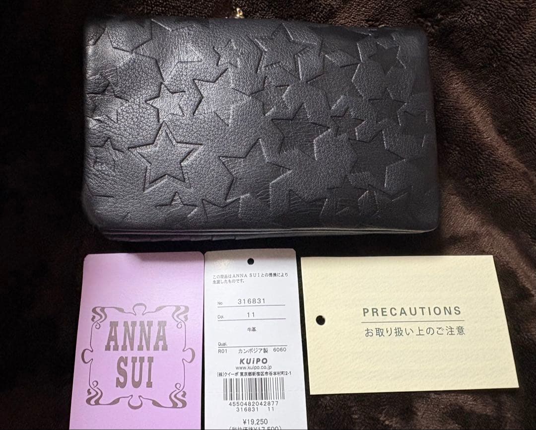 新品 ANNA SUI アナスイ プレイングキャット 猫 がま口 二つ折り財布