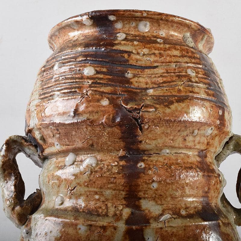 美濃伊賀焼　伊賀耳付花生　時代箱　N　R8020C