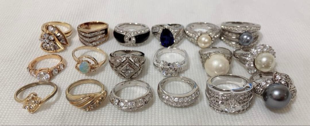 リング 18点 まとめ パール イミテーション 人工 ダイヤ ジャンク 指輪