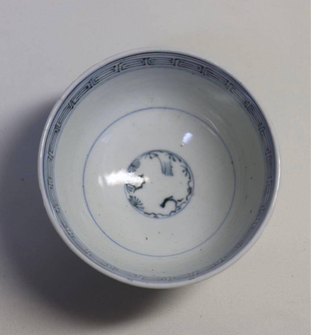 1003 時代　染付　龍紋蓋茶碗5客　送料込み1005