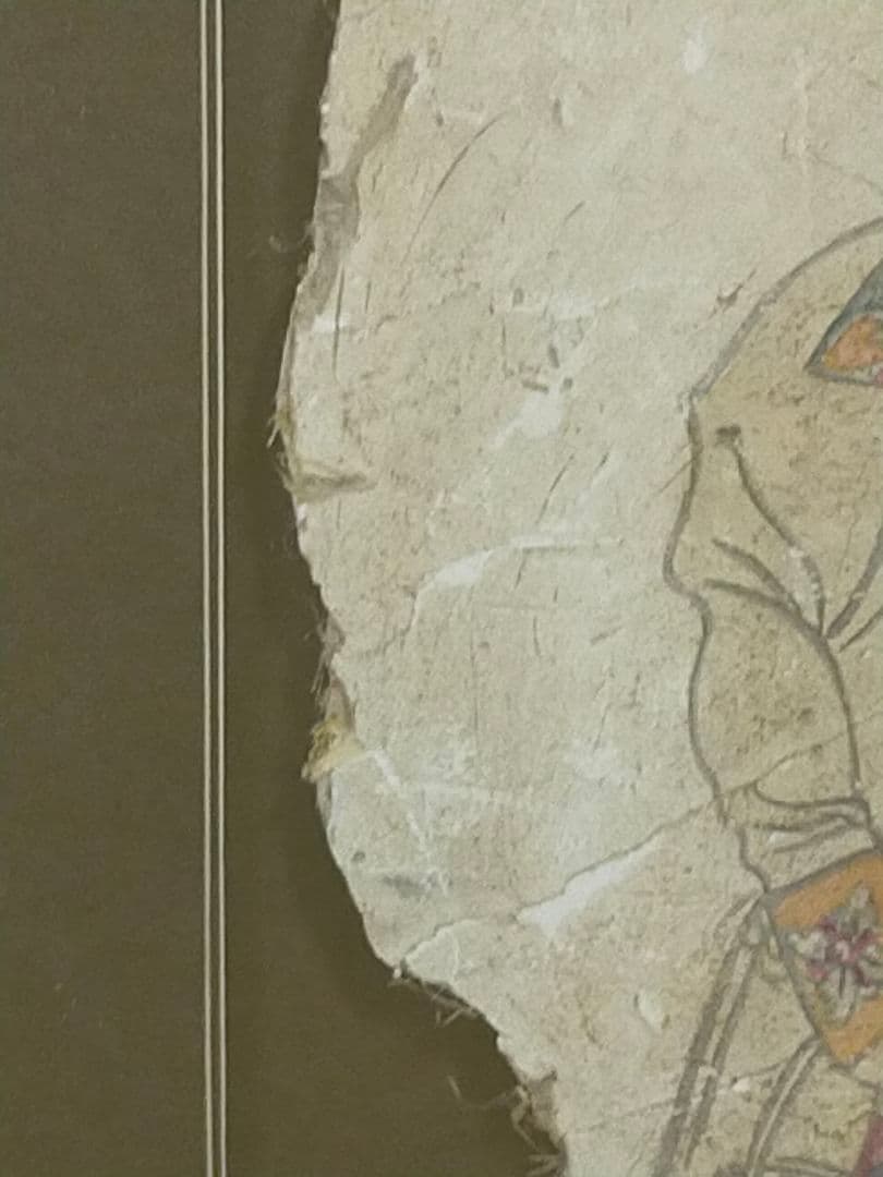 ♥中国　壁画　人物　額　②　ケース付き　骨董　古玩