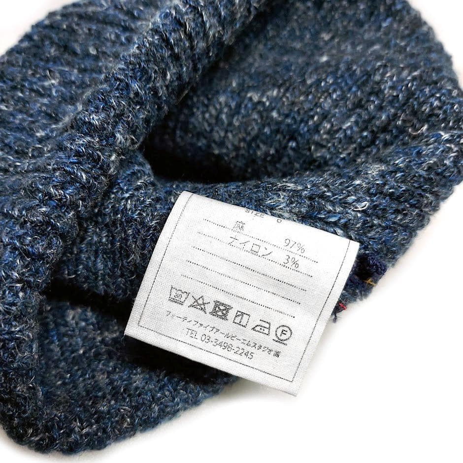 美品 45R✨45rpm インディゴ リネン ニット帽 キャップ Rボタン