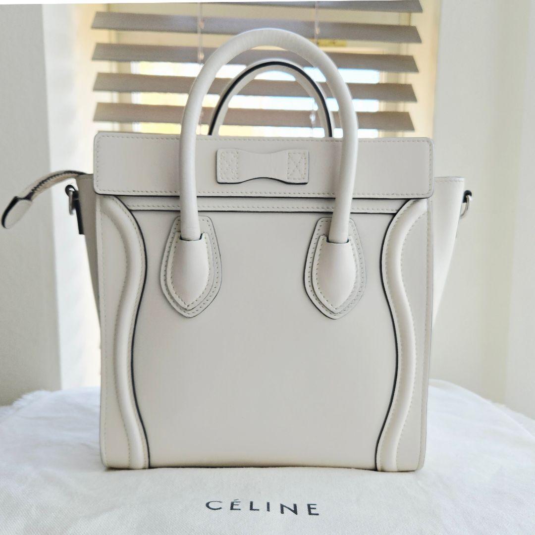 ⭐CELINE⭐ セリーヌ ナノラゲージ ハンドバッグ ホワイト ショルダー付き