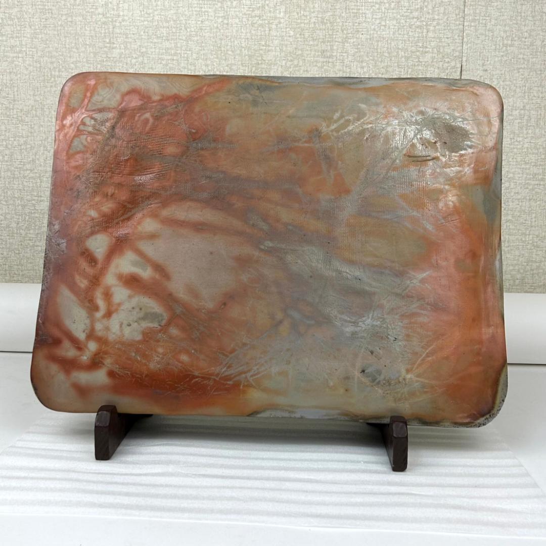 備前焼　末石高仙　陶板　重厚　置物　飾り板　8.2㎏　共箱無し