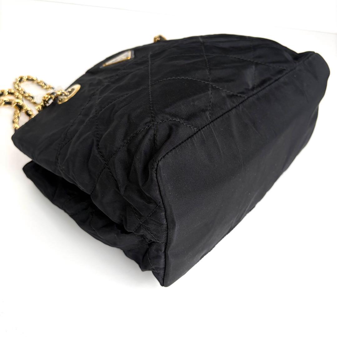 極美品 PRADA プラダ チェーン キルティング ショルダーバッグ ナイロン