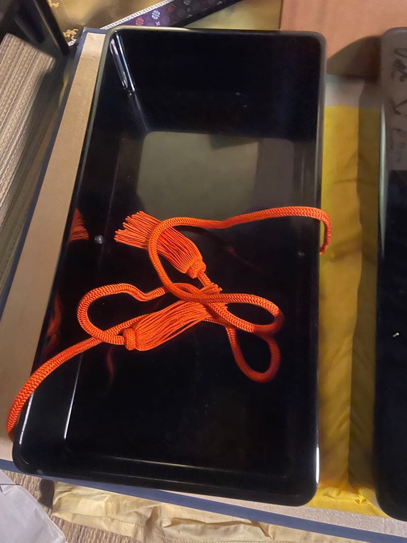 新品　保管品　輪島塗　慶塚漆器工房　定紋蒔絵　免状筥　文庫　共箱　黄色袋付き