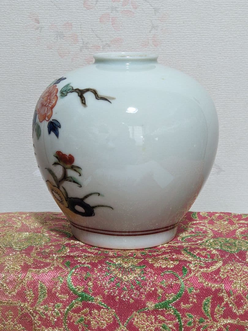 ♦11代酒井田柿右衛門 岩牡丹文様壺小壺 明治時代〜大正時代 古美術骨董品