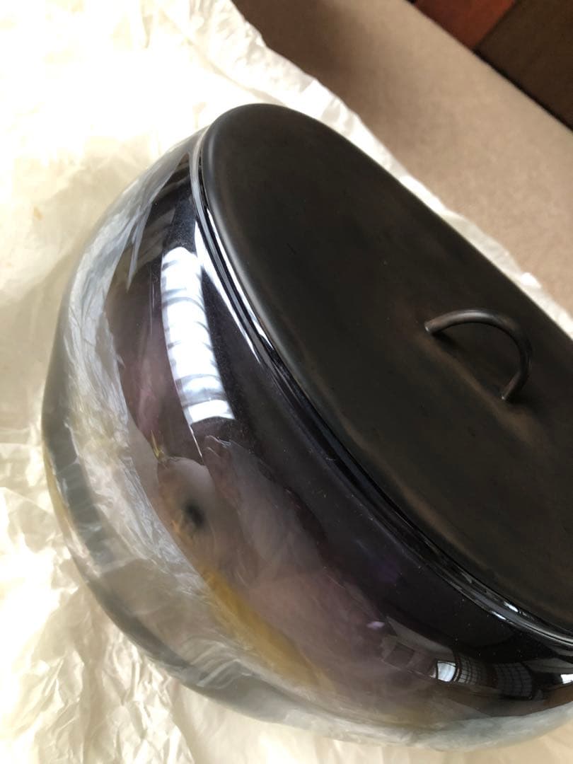 益田芳徳氏作　硝子の水指　共箱入