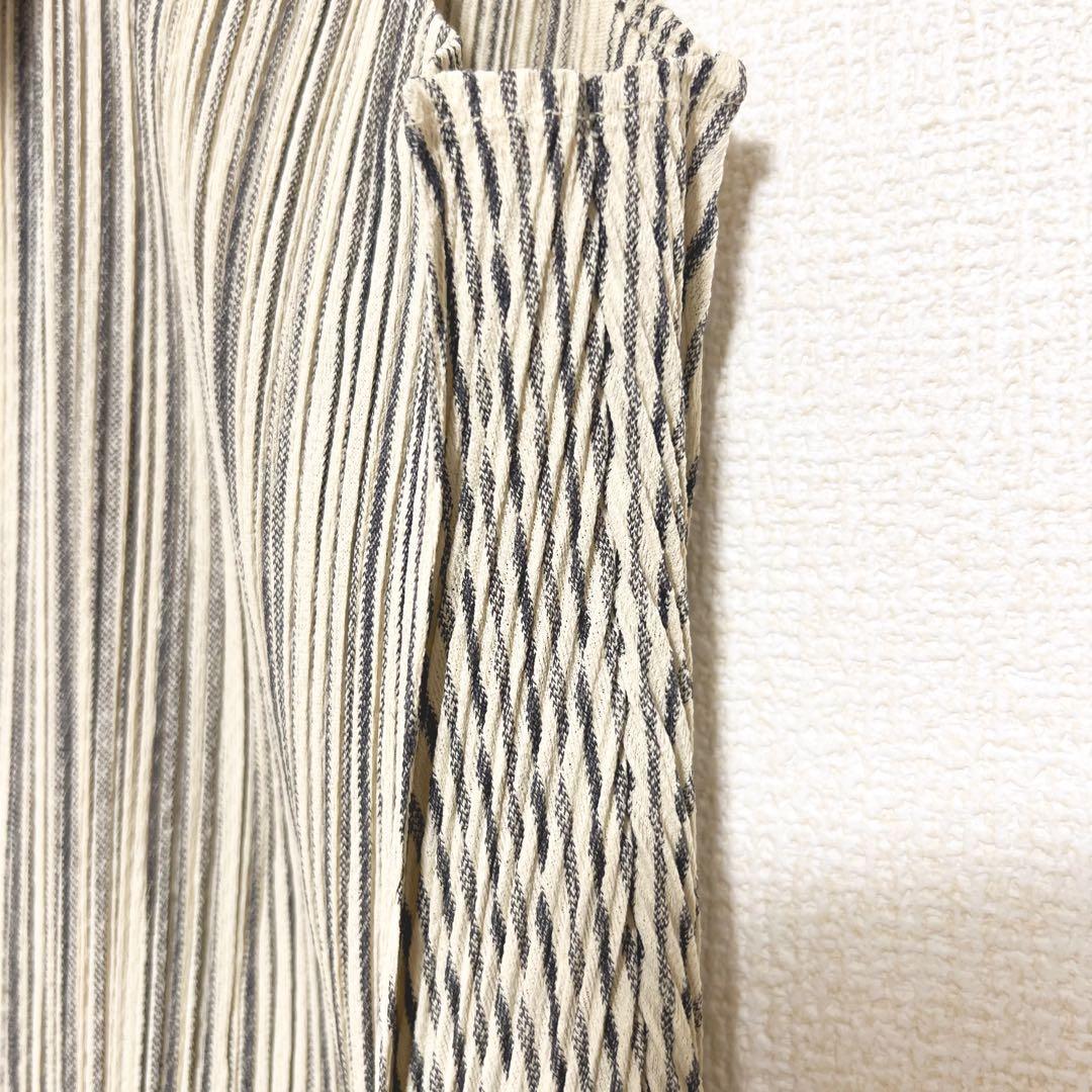 プリーツプリーズ　イッセイミヤケ　チュニック　ストライプ　切り替え　縦　斜め　3