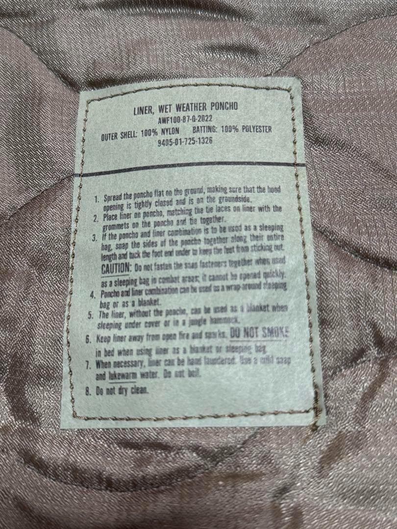 米軍 実物 ポンチョライナー ODxOG