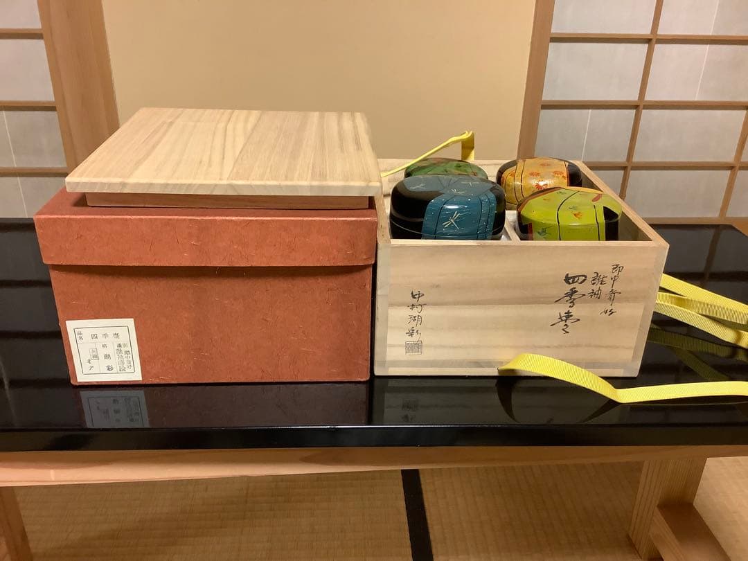 茶道具 誰ヶ袖棗　中村湖彩作