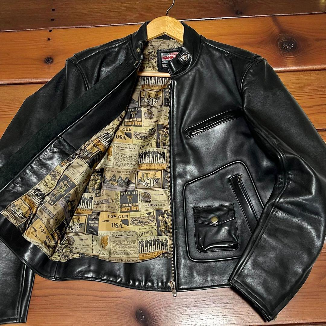 【希少サイズLL】 ライダースジャケット シングルライダース　牛革　NANKAI