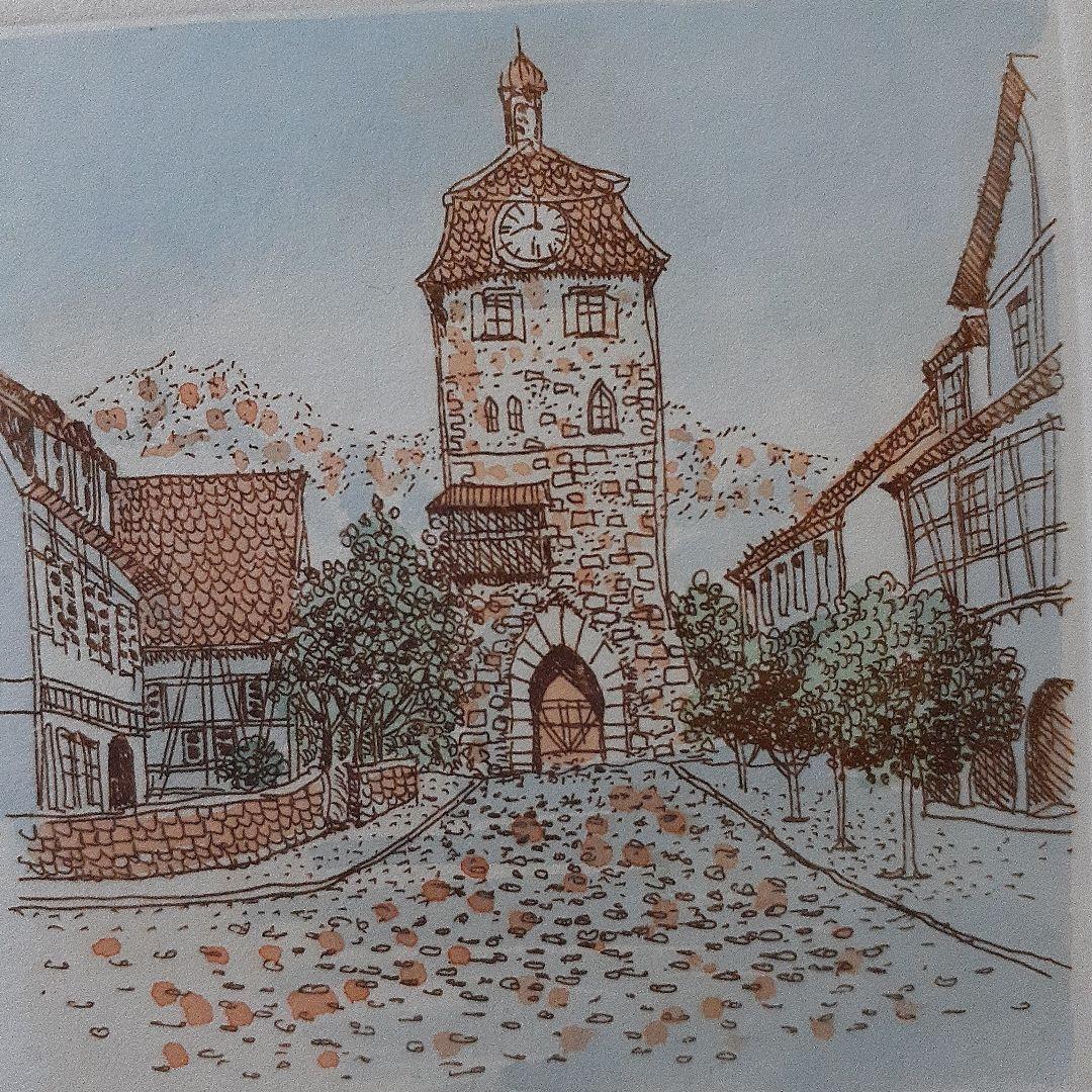 ドイツ ロマンチック街道 ローテンブルク?絵画55/400 サイン入り