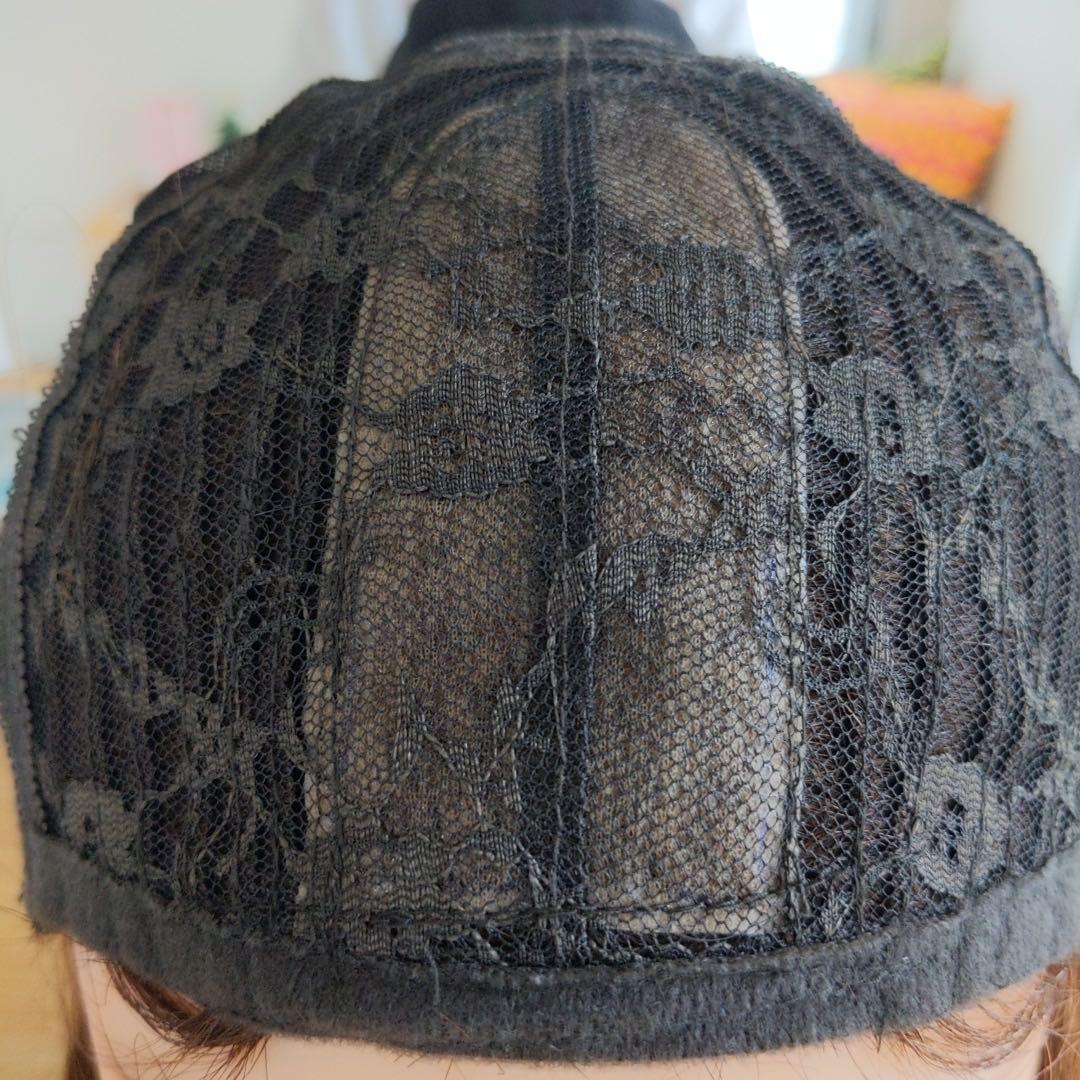 ★サラサラ高級人毛100%★マッシュショート　ブラウン　フルウイッグ　かつら