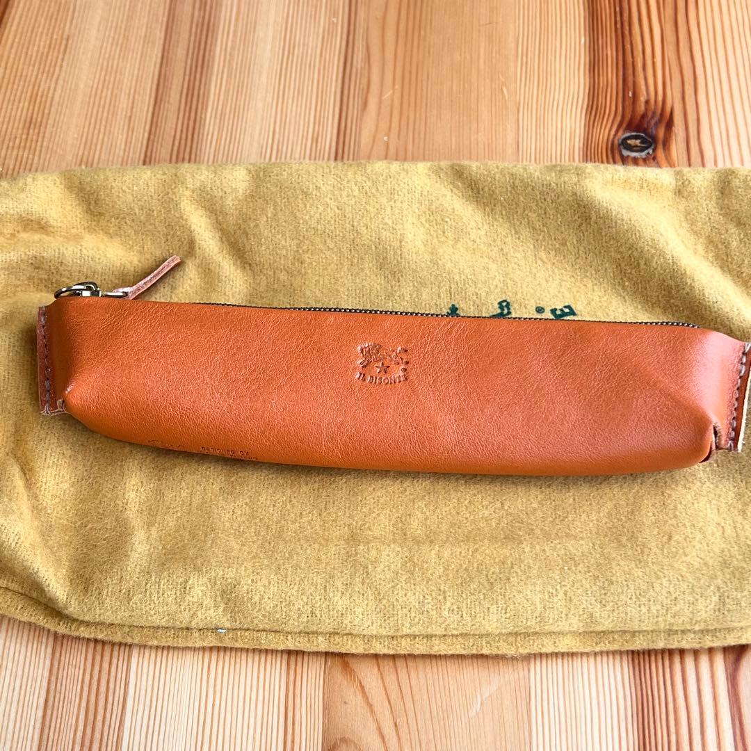 新品 イルビゾンテ ペンケース オレンジ 購入証明書 保存袋付き