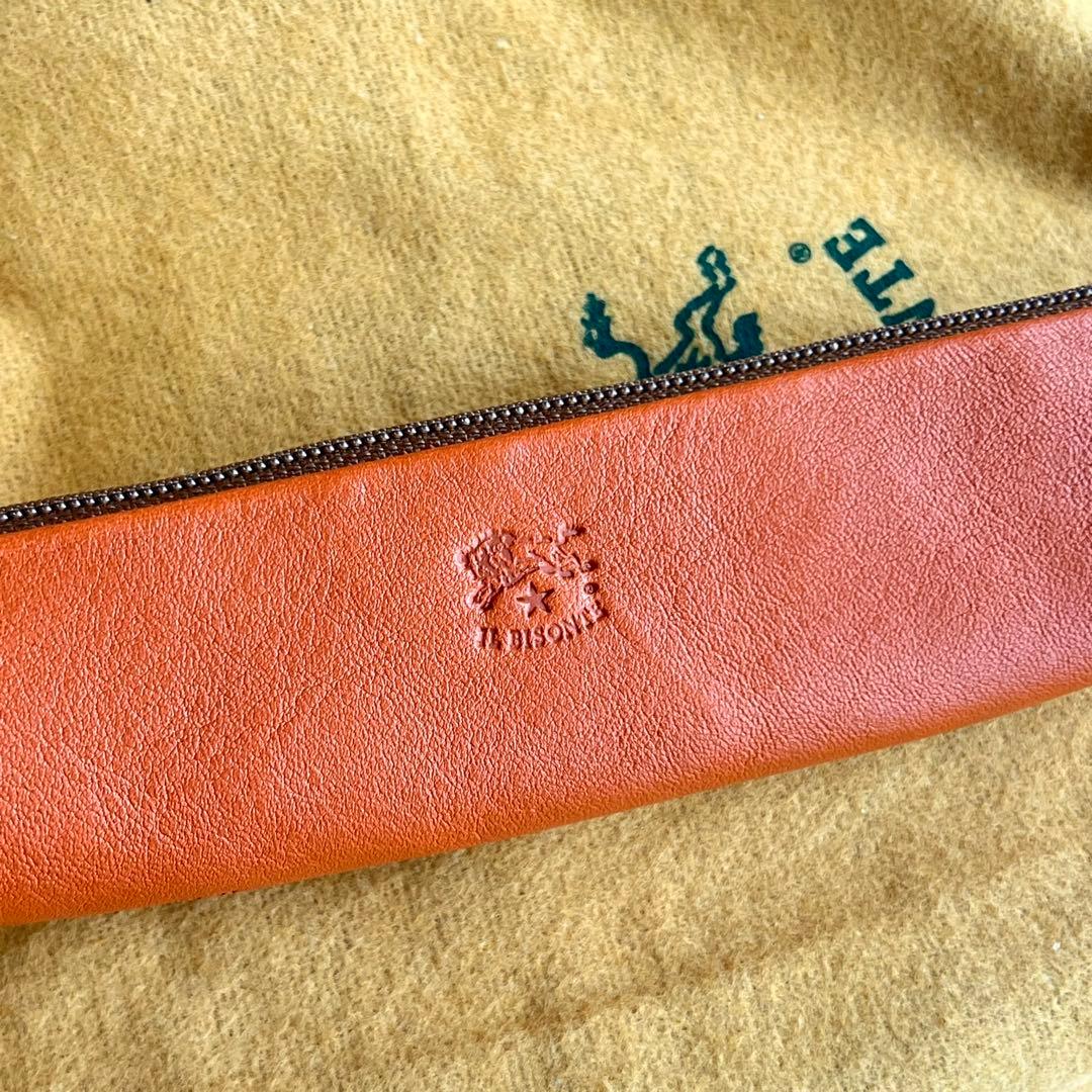 新品 イルビゾンテ ペンケース オレンジ 購入証明書 保存袋付き