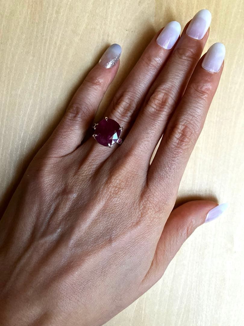 【訳あり】7ct ルビー・ロードライトガーネットリングK18WGヴェルメイユ