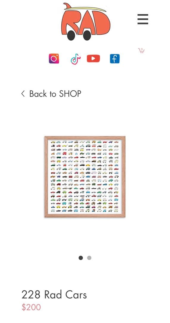 サーフィン　車　ケビン・バトラー　アートワーク壁掛けフレーム