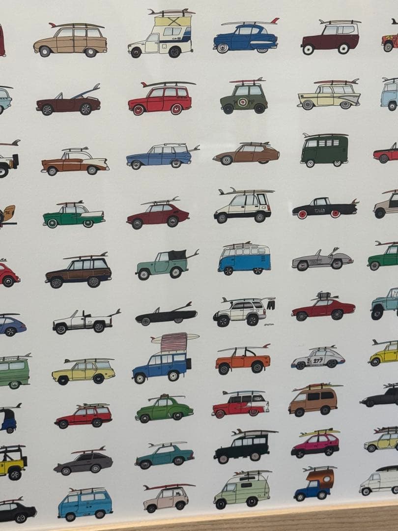 サーフィン　車　ケビン・バトラー　アートワーク壁掛けフレーム