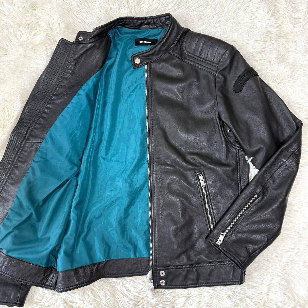 希少XL【定価14万】DIESEL シングル ライダースジャケット 黒 青