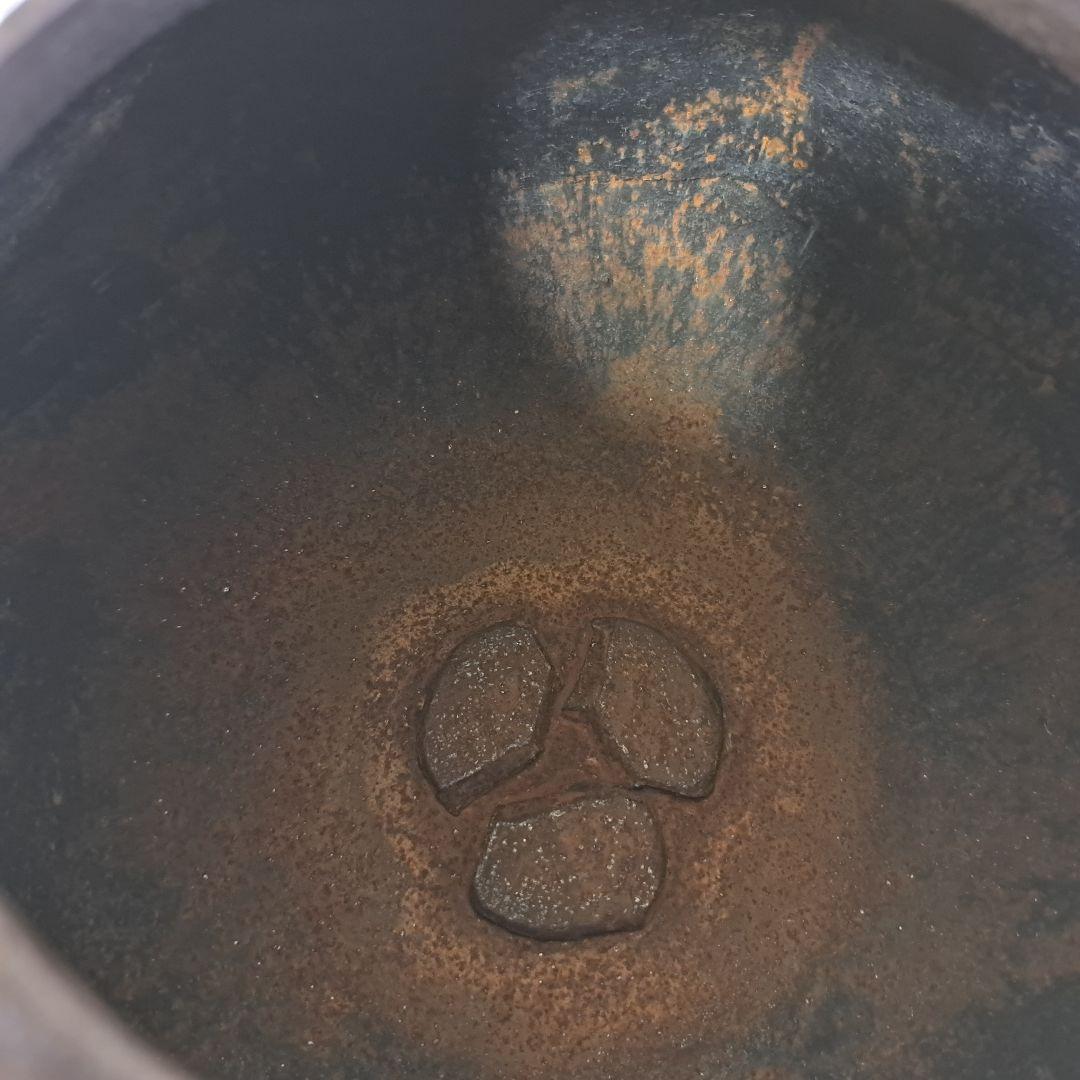 茶釜 八角釜 風炉釜 銘有 釜環付 茶道具 L135