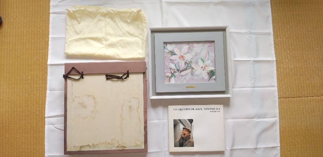 西村計雄　油絵　木蓮の花　F３号