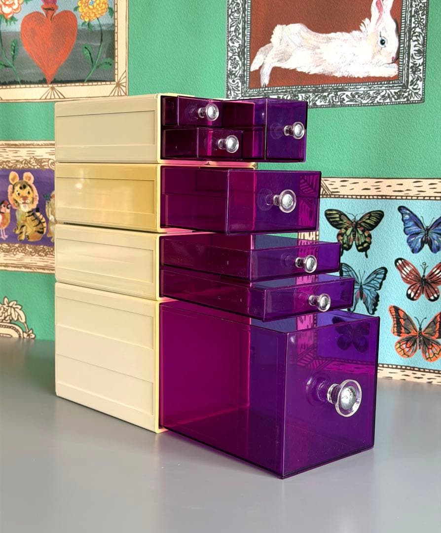 スペースエイジ　連結小物入れ　カセッター　アクリル　プラスチックケース　引き出し