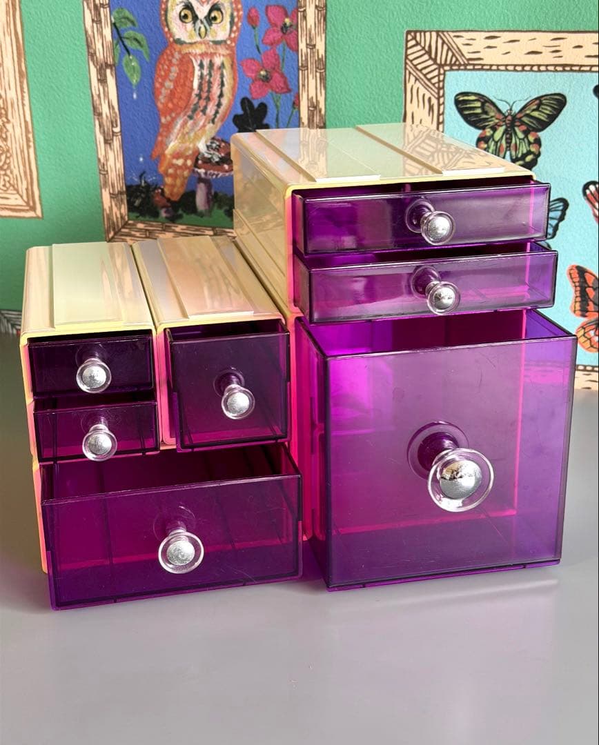 スペースエイジ　連結小物入れ　カセッター　アクリル　プラスチックケース　引き出し