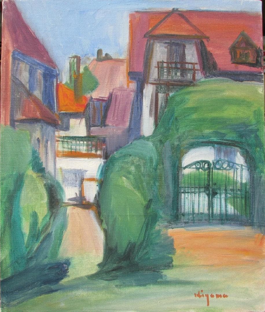 スペインの光と影,檜山健三「生垣のある家（サンタンデル）」8号油彩,1968年作