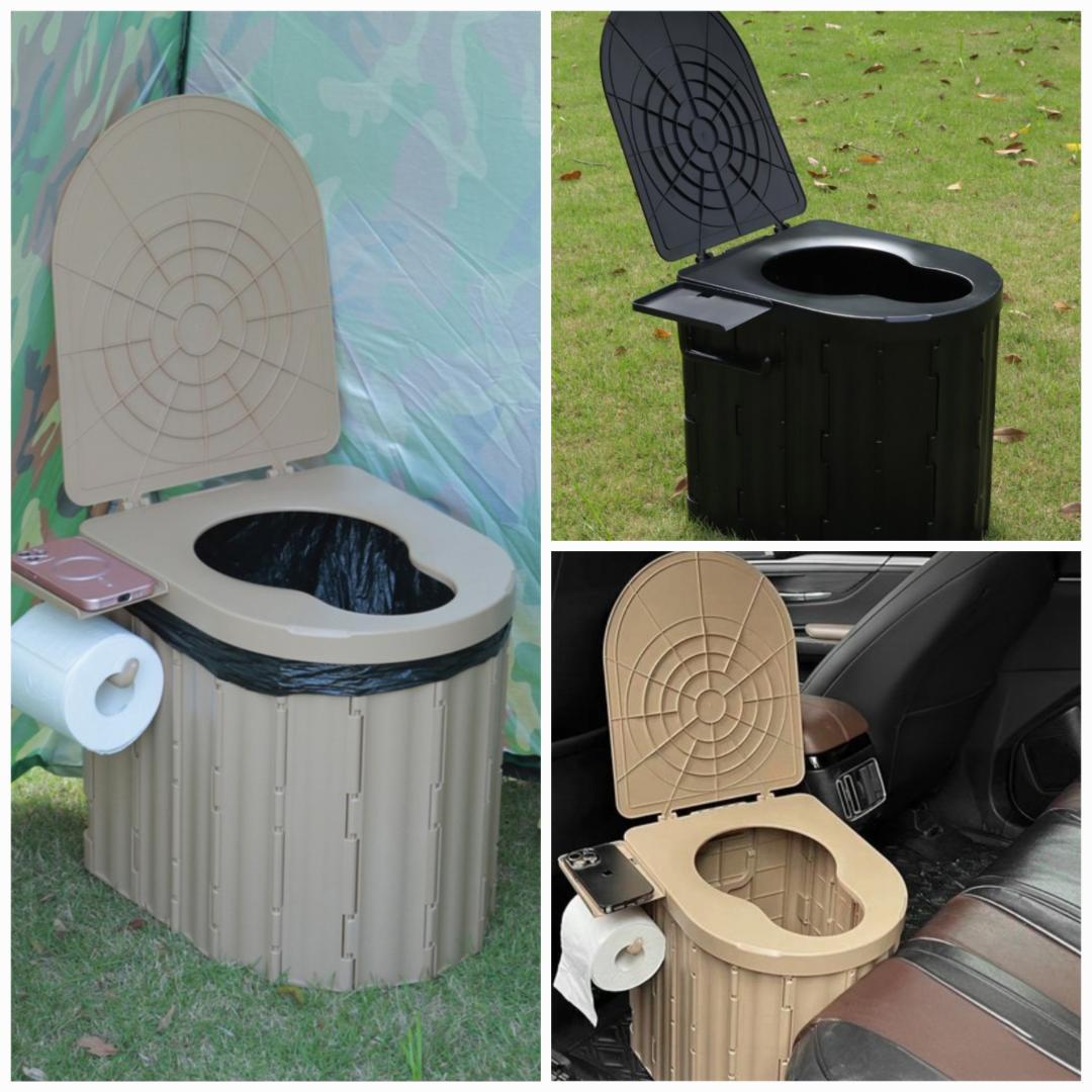 携帯トイレ カーキ　簡易トイレ 非常用トイレ 折りたたみトイレ 防災グッズ