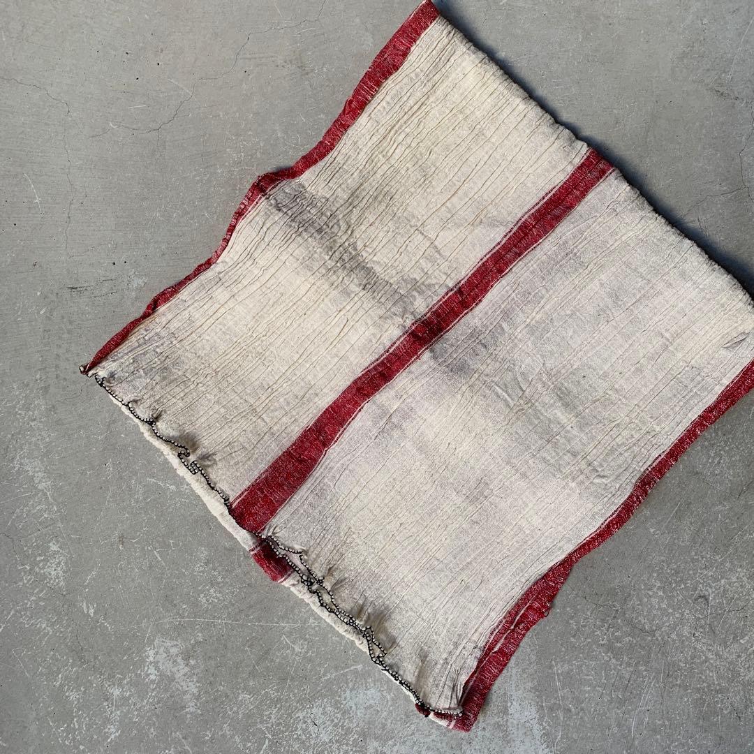 希少　トルコ　antique ショール　タオル　赤ライン