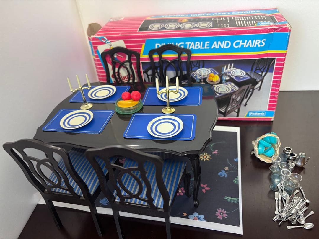 ●黒ダイニングテーブル ヴィンテージ シンディドールハウス 1/6サイズ