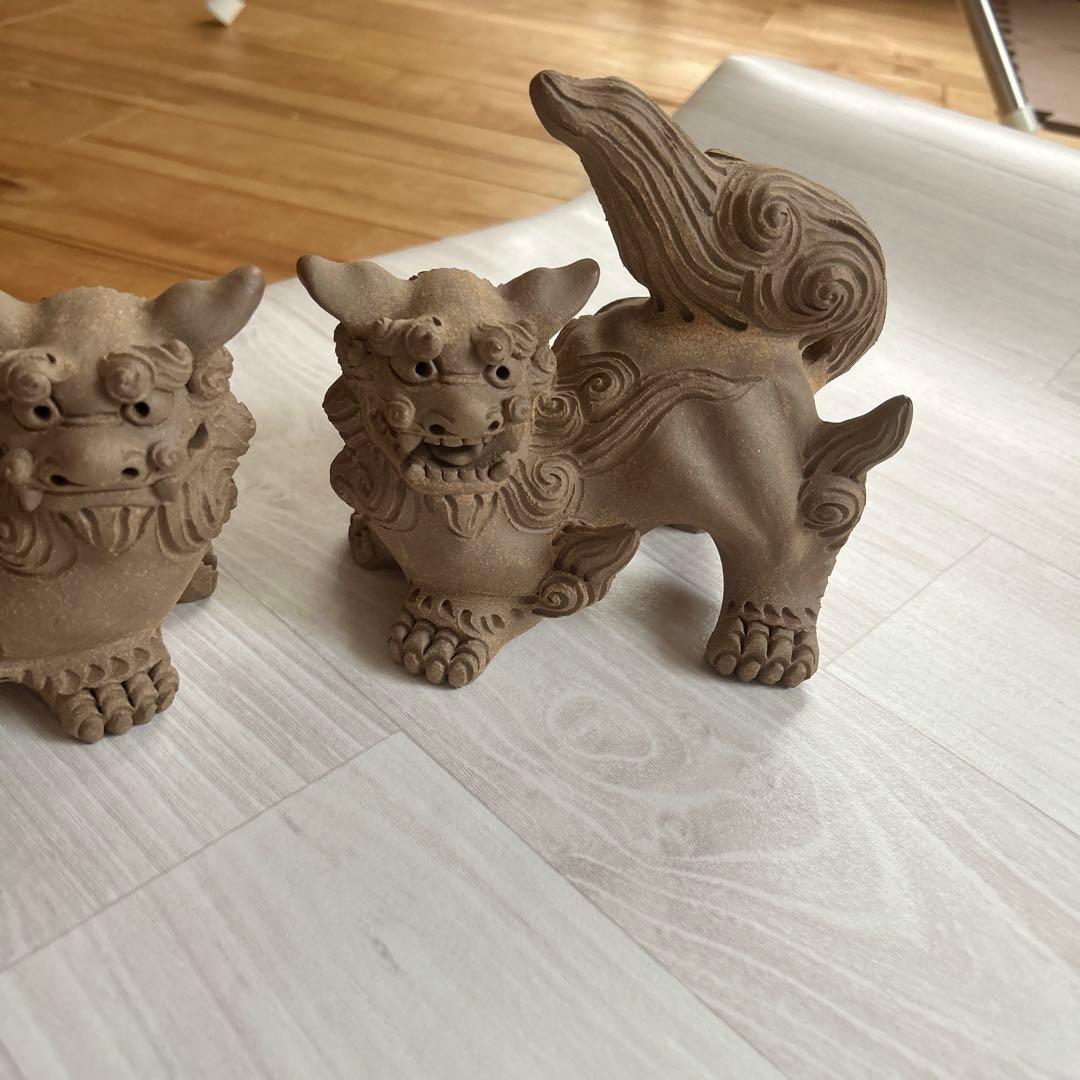 美品　置物、魔除け　沖縄　シーサー　ペア