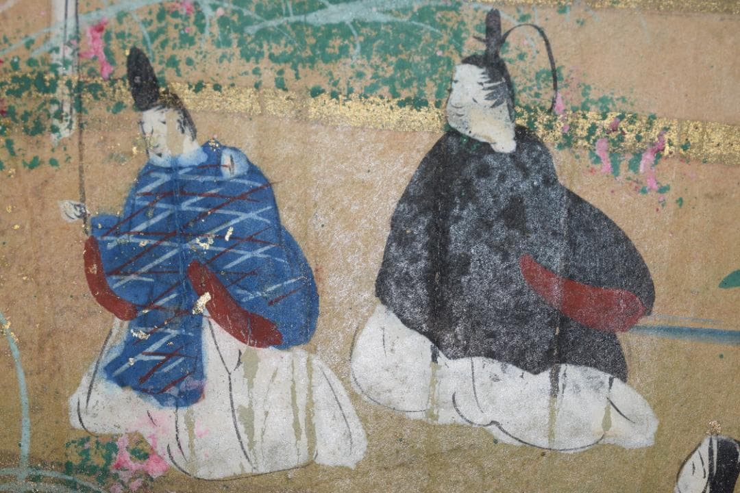 作者不詳/扇面人物図/土佐絵/掛軸☆宝船☆Z-187