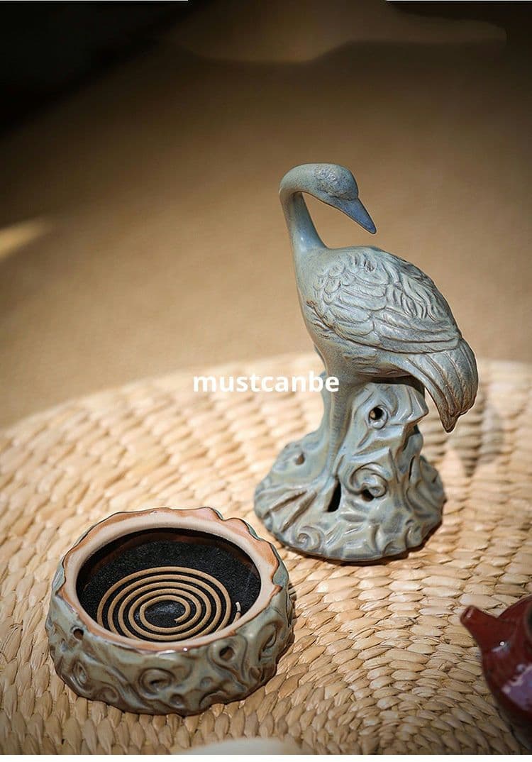 香炉 陶磁器 鶴香炉 室内 書斎 茶室禅香り炉 装飾品 工芸品 置物