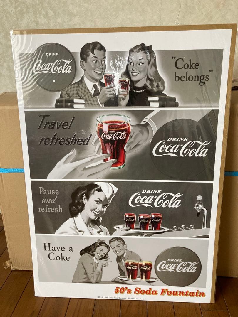 Coca-Cola レトロポスターフレーム A2サイズ4枚セット