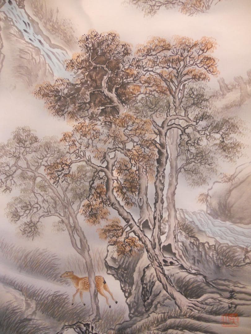 掛け軸 大野英山 秋渓 絹本 希少 軸装 茶道具 掛軸 美品 です。