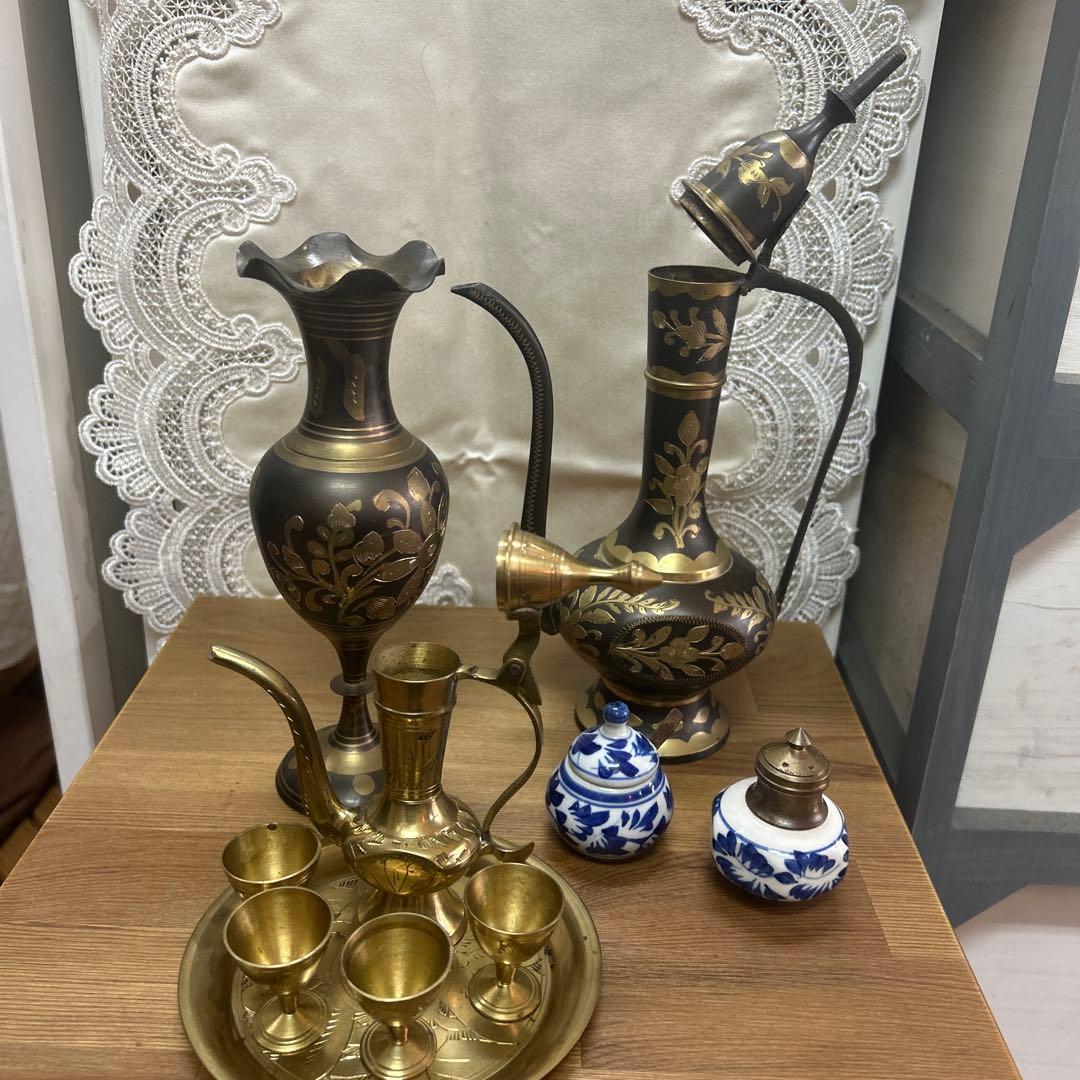 アンティーク海外の品物⭐︎水さし、花瓶、調味料入れ