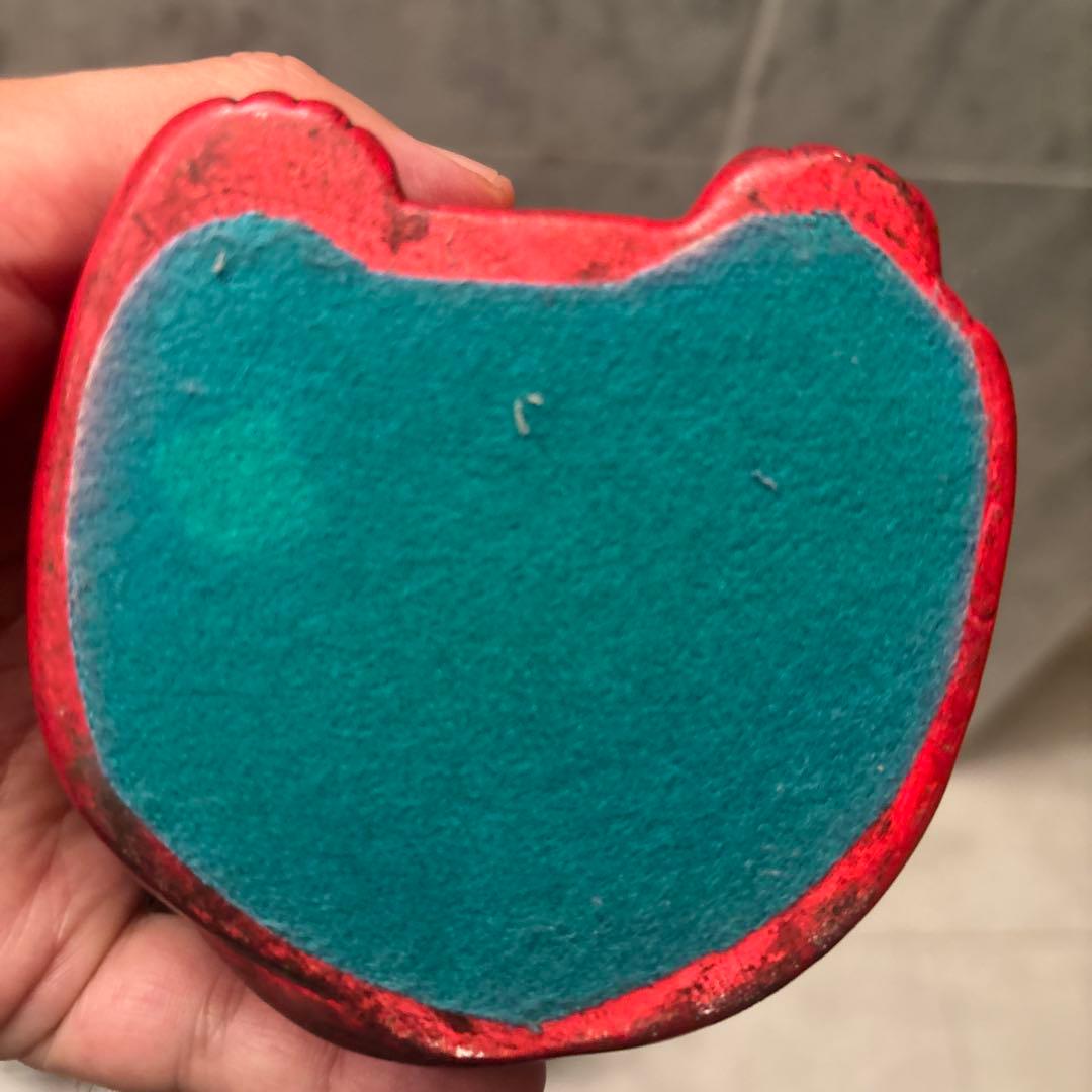 ヴィンテージ手書きの大きな瞳や長いヒゲか素敵な健康とお金を呼び込む招き猫