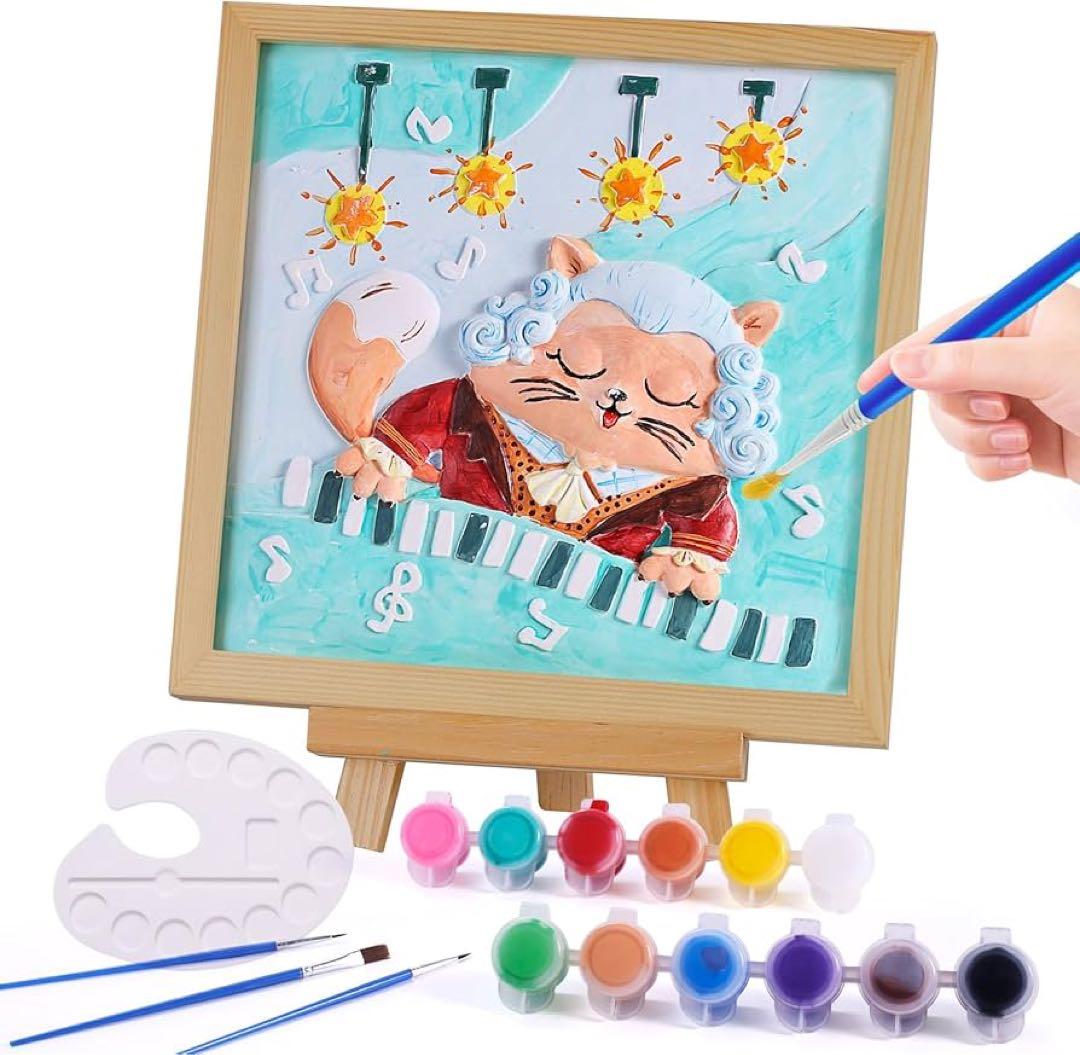 子供向けペイントギフト 猫のしっくいペイントキット アート&クラフト DIY画材