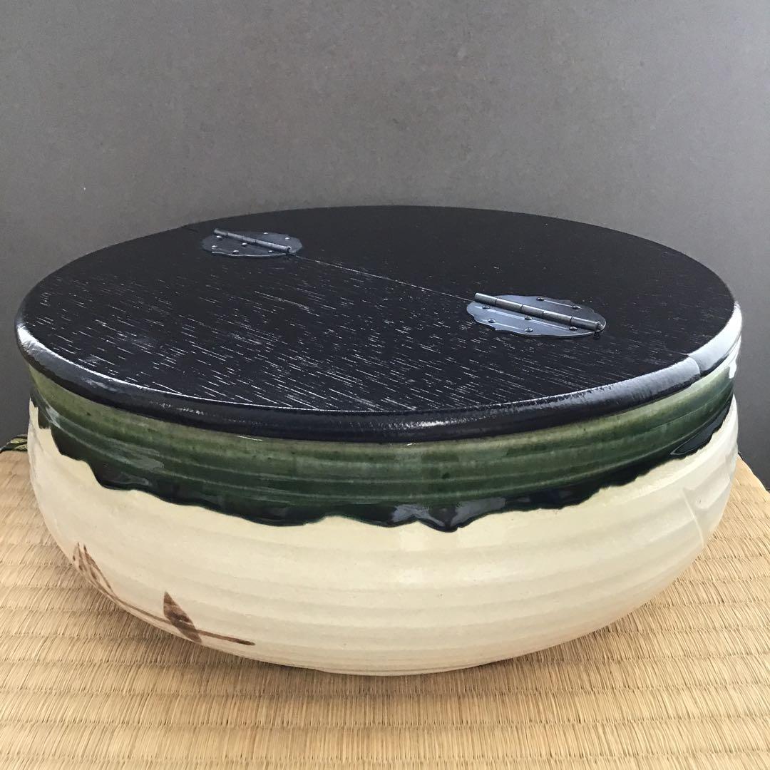 茶道具　水指　織部　五陶　平水指　紙箱　S103MS