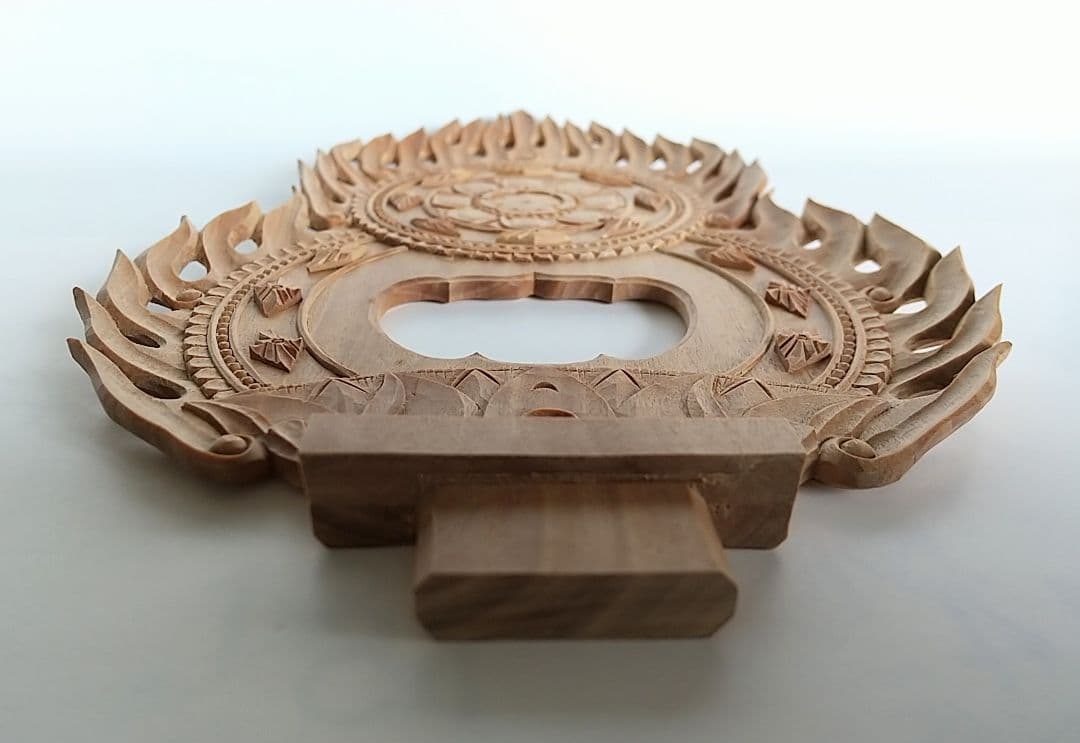 光背(3.5寸坐像用)#425 透し彫 火焔 ◆白檀 木彫 仏像付属品