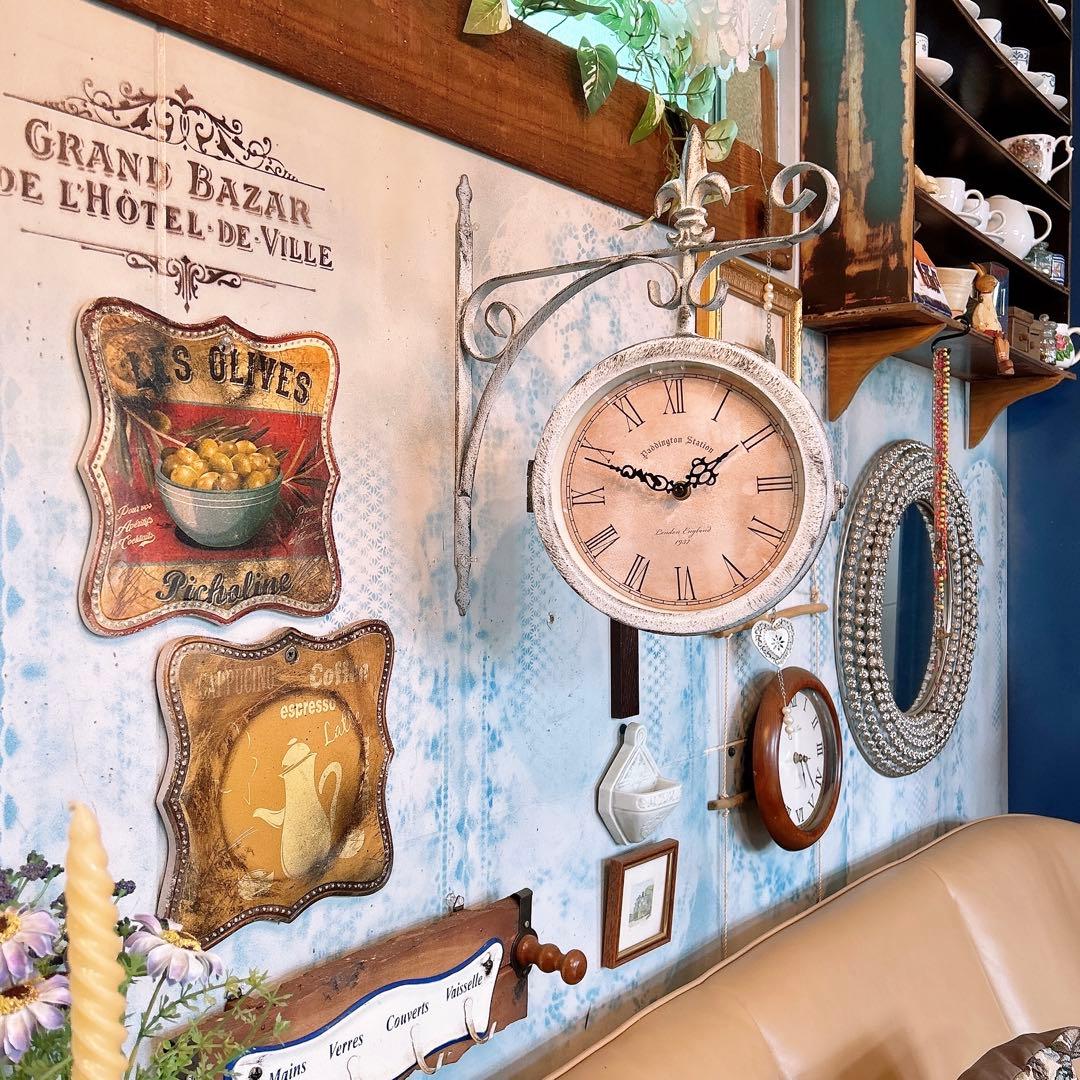 おしゃれな壁掛け時計 №.1 両面時計ウォールクロック アンティーク時計