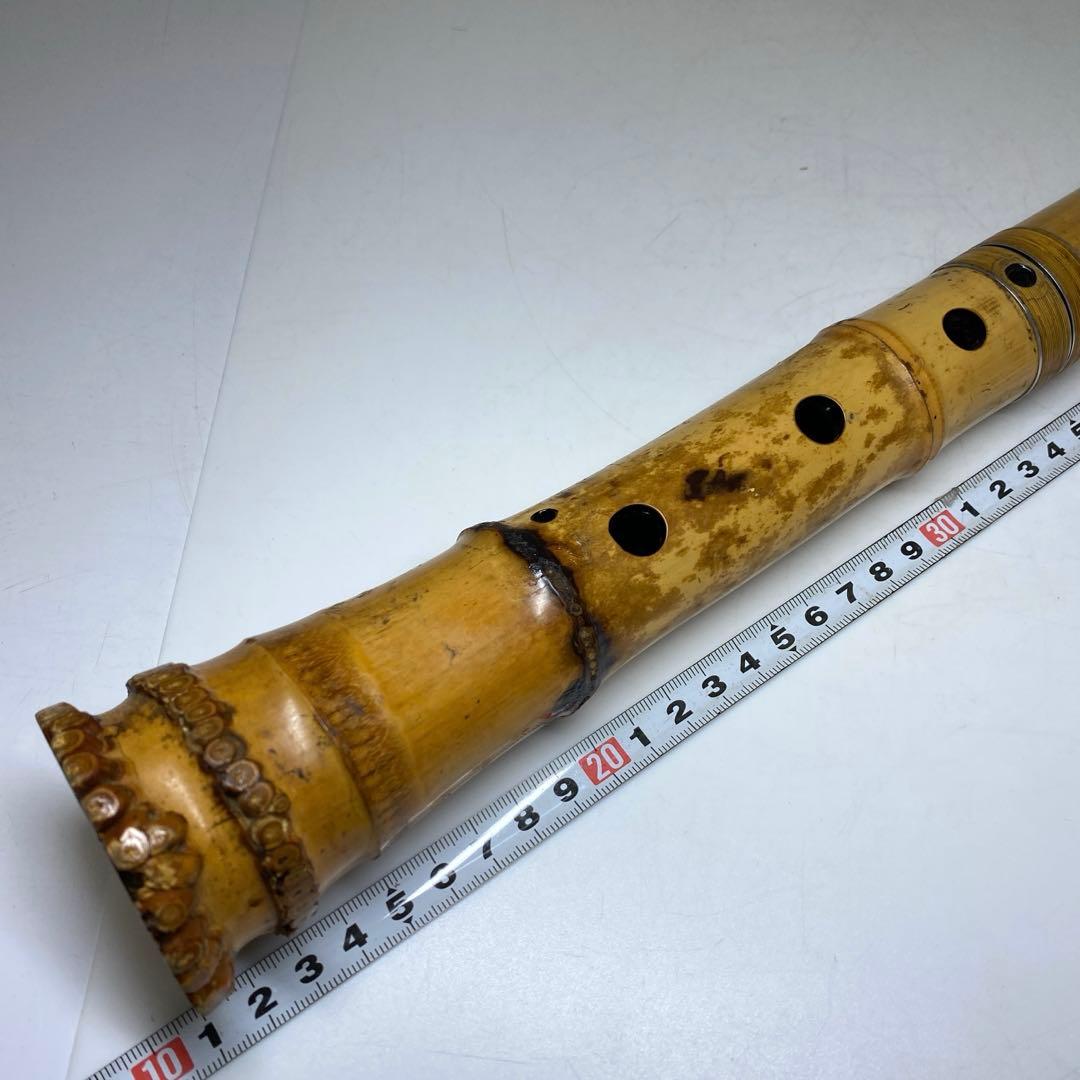 鳳舟在銘　銀三線尺八　約49cm 東N7-1026①