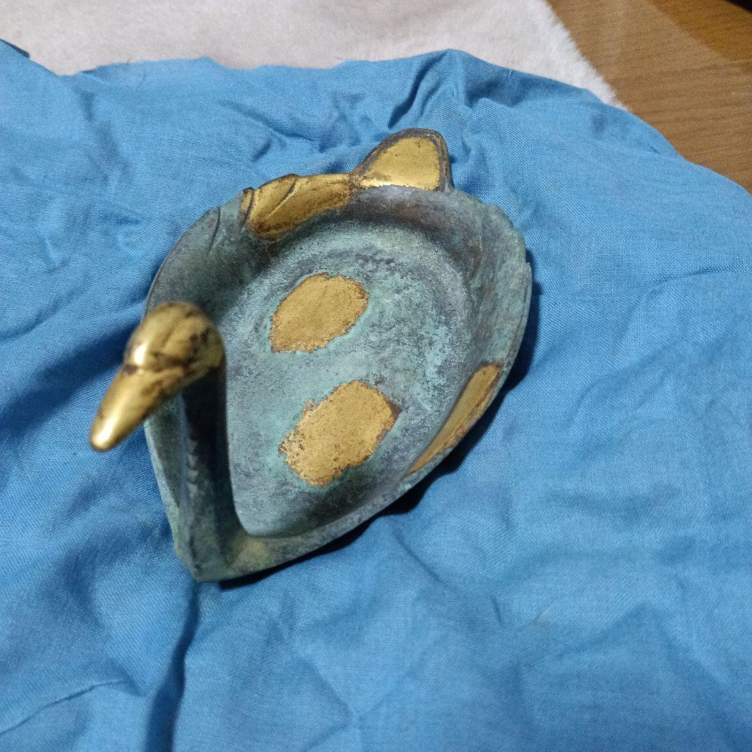 秦蔵六 塗金銅 瑞鳥 白鳥型皿 木箱付き