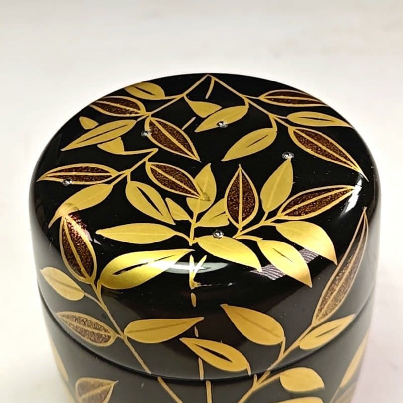 ウ209 棗『蒔絵師　宮田宗景』『利休好写　笹巻絵　中棗　共箱』茶道具　茶器